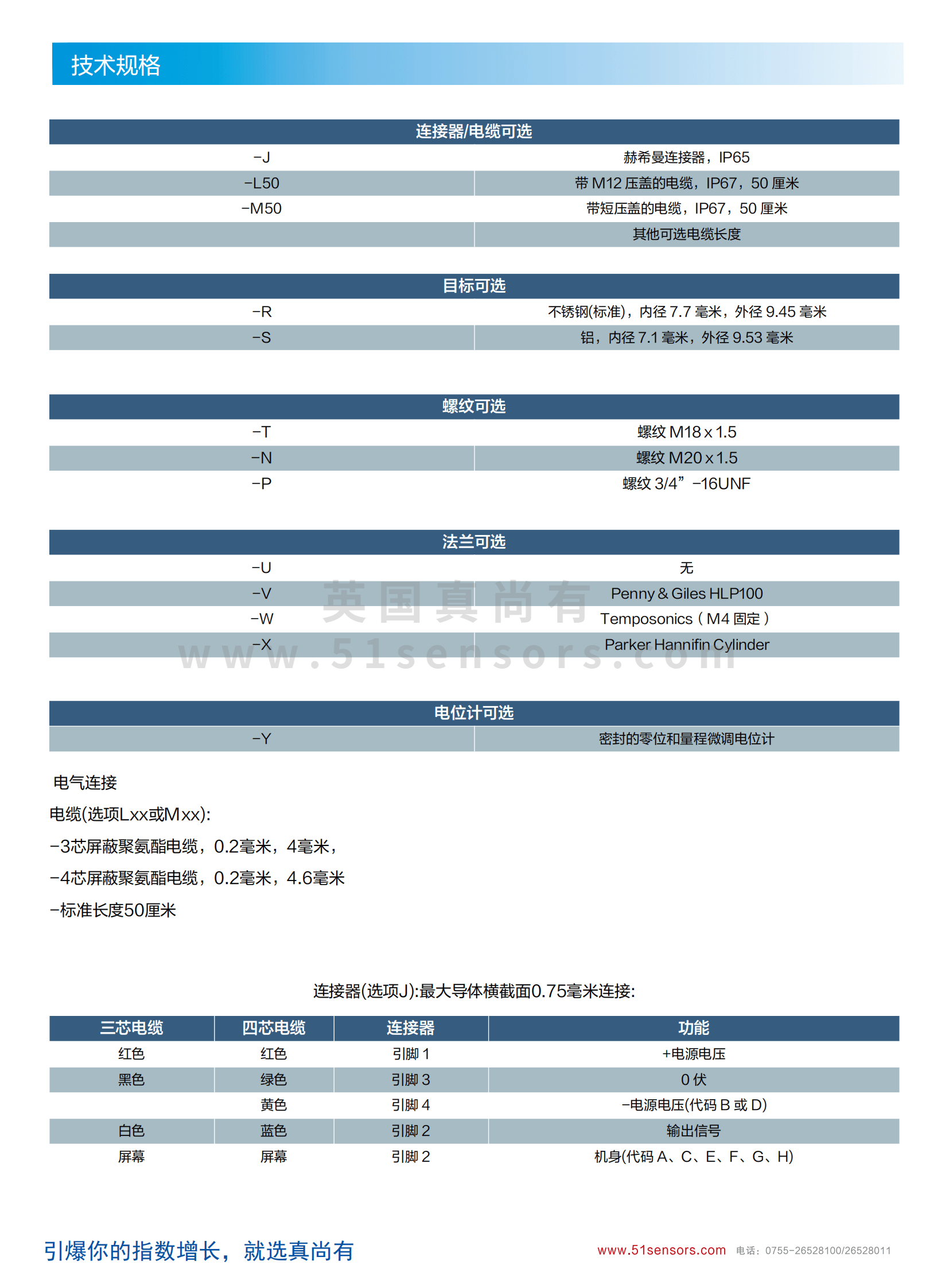 线性位置传感器LP-MA100参数表